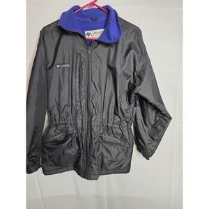 Columbia‎ Sportswear Black Windbreaker Jacket Fleece Lined Zip Up Outdoor Coat